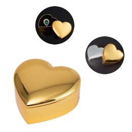 Metal Kalp Şeklinde Takı Kutusu Hediye Sarısı Sevgililer Günü Hediyeleri Depolama Yüzük Kutuları Moda Masaüstü Dekorasyon