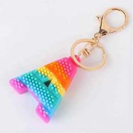 Hairy Furry Alphabet Letter Simple Key Chain Keyring Rainbow Sensory Fidgets Finger Fun Game Christmas 2023