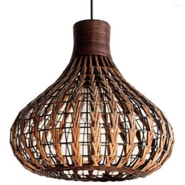 Pendant Lamps Handmade 14" Rattan Onion Dining Room Light Restaurant Coffee House Living Fixture Study Lights