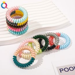 Double Jelly Colour Telephone Wire Line Ribbon Gum Elastic Hair/Band/Ties/Rings Accessories Rubber Ponytail Holders Hairband 1784