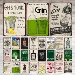 Wall Art Decor Gin Brand Vintage Wine Tin Sign Metal Alcohol Plaque for Home Kitchen Bar Pub Club Man Cave Decoration Cafe Decor 30X20cm W03