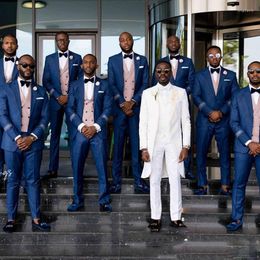 Men's Suits Wedding 3 Pcs Jacket Pant Vest Blue Notch Lapel Men Costume Homme Marriage Slim Fit Blazer Tuxedos Groom Terno Masculino