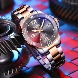 Wristwatches GUANQIN Men Watch Sapphire Japan NH35A Mechanical Automatic Stainless Steel Bracelet Accessories Business Waterproof Clock