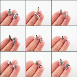 Charms Fashion Flower Clouds Cone Conic Connectors Tibetan Silver Plated End Bead CapsCharms