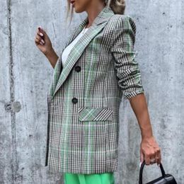 Women's Suits Modern Button Placket Mid-length Women Suit Jacket Elegant Blazer Fine Sewing Crafts Warm