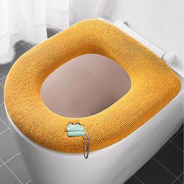 Toilet Seat Covers Semi Blanket Large Cover Warm Bathroom Cushion Warmer Protective Full-Shaped Pad Soft Blankets On