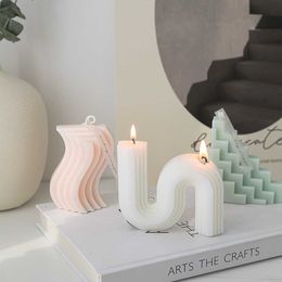 Mordern Home Decoration Accessories Ins "U" "S" "L" Style Yarn Geometric Scented Candle Soy Wax Aromatherapy Ornament Souvenir