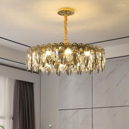 Chandeliers Post Modern Grey&Clear Crystal Ceiling Chandelier For Living Room Bedroom Model Golden Stainless Steel Luxury Hanging Light