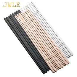 Chopsticks 5pairs 304 Stainless Steel Korean Japanese Sushi Black Metal Food Chop Stick Flat Durable Palillos Chinos Tableware 230302