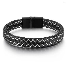 Charm Bracelets For Men Punk Style Five-color Braided Leather Rope 2023 Fashion Magnetic Buckle Bangle Male Jewellery Wholesale