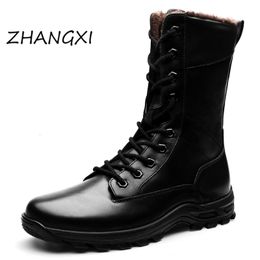 Stiefel Echtes Leder Stiefeletten Männer Outdoor Leder Winter Pelz Warme Mann Stiefel Armee Jagd Stiefel für Männer Schuhe Casual schwarze Stiefel 230302