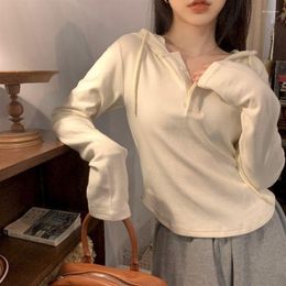 Women's T Shirts Autumn T-Shirt Women Hooded Pullover Slim Sexy Irregular Hem Bottoming Shirt Fashion Solid Casual Babes Clothing