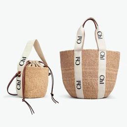 Viagens de verão Woody Basket Ráfia Straw Beach Bag Womens best-seller Designer Purses wallets clutch bucket tote bolsa de luxo Crossbody Shoulder bolsas clássicas