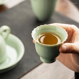 Cups Saucers 2Pcs/lot Creative Fowers Chinese Tea Cup Song Porcelain Ceramic Antique Beautiful Teacup Teaware A Of Light Green