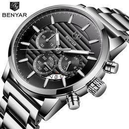 Reloj Hombre 2017 BENYAR Fashion Chronograph Sport Mens Watches Top Brand Luxury Military Quartz Watch Clock Relogio Masculino337t