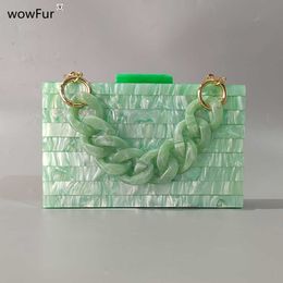 Bags Brand Pearl Light Green Mother Of Acrylic Clutches Wallets Women's Luxury Handbags Evening Bag Tasche Box Party Flap Chain PurseL230302