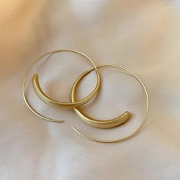 Hoop Earrings Fashion Fine 14K Gold Plated Matte Frosted Texture For Women Girl Temperament Jewelry S925 Silver Needle Gift