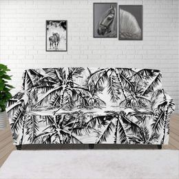 Chair Covers Sofa Prtoectector Custom Simple Black And White Coconut Tree Cover For Living Room Elastic Polyester