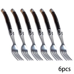 Forks 8'' Laguiole Style Black Steak Knives and Stainless Steel Dinner Fork Plastic Handle Table Dinnerware set 210pcs 230302