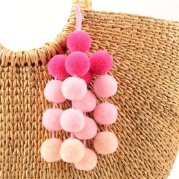 Keychains Handmade Bag Lanyard Colour Plush Pendant National Style Fuzzy Ball Europe And America Hanging Accessories