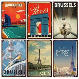 City Landscape Metal Tin Sign Vintage Country Poster Metal Plaque Travel Plates Decor For Pub Bar Home Wall Decoration Tin Signs Personalised metal signs 30X20CM w01