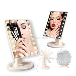 Compact Mirrors Led Touch Sn Makeup Mirror Professional With 16/22 Lights Luminance Adjustable 360 Rotating J1430 Drop Delivery Heal Dh8Vn