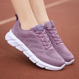 Designer women spring breathable running shoes black purple black rose red womens outdoor sports sneakers Color104