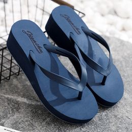 Slippers Women Slippers Summer indoor outdoor Wedges Flip-flops Female Casual Beach Shoes Candy Colour High Heel Sandals Slipper hh722 230302