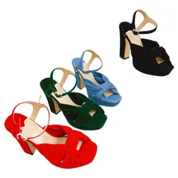 Womens 2023 Summer Elegant Platform Sandal Shoes Luxury Designer High Block Heel Open Toe Ankle Strap