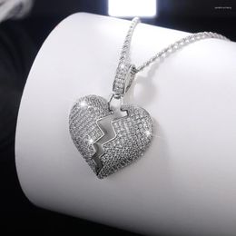 Pendant Necklaces Light Luxury Style Broken Heart Women's Necklace Full Of Zircon