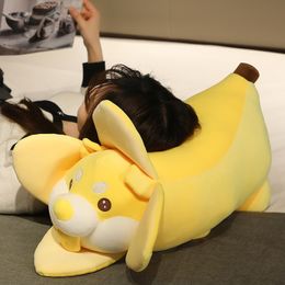 Plush Dolls 25-60cm Banana Shiba Inu Dog Cute Fruit Fairy Anime Plush Toy Fluffy Stuffed Soft Doll Kawaii Pillow Baby Kids Toys Gift 230302