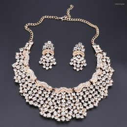 Necklace Earrings Set 7 Colours Crystal Wedding Party Costume Accessories Dubai Earring Sets For Brides Women's Gifts