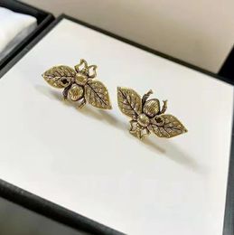 Designer S925 G Small Bee Stud Earrings Classic Diamond Ltters Ear Jewellery Accrssory Gift For Lady