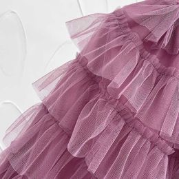 Skirts 2022 Early Spring New Mesh Fluffy Cake Skirt Mid-length Girls Princess Tutu Lace Fairy Half Skirts for 1-7 Years Old Children T230301