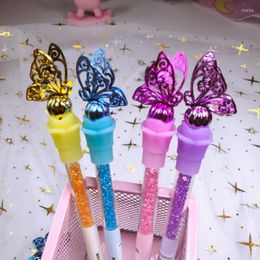 1pc Kawaii Butterfly Flash Diamond Gel Pen Stationery Creative Writing Black Examination Signature Marker Office School Supplies