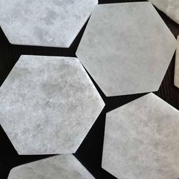 Decorative Figurines 14-15cm Selenite Crystal Hexagon Charging Plate Meditation Healing Reiki Home Decora