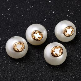 Metal Letter Pearl Buttons Diy Sewing Button for Shirt Sweater Cardigan 10/11.5/15/18mm