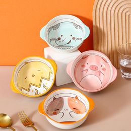 Bowls Creative Binaural Cute Cartoon Ceramic Baking Household Rice Steamed Egg Breakfast Dessert