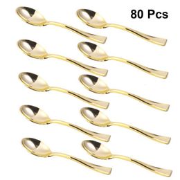 Coffee Scoops 80Pcs Mini Spoons Cake Desserts Icecream Party Cutlery for Home Shop Golden 230302