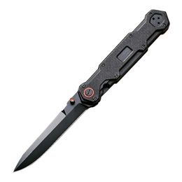 H2901 Assisted Open Tactical Folding Knife D2 Black Coating Blade G10 with Steel Sheet Handle Fast Open Pocket Folder Knives with Nylon Bag Hong