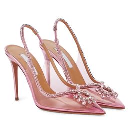 Spring and Summer New Stiletto Heels Dress Shoes 2023 European and American Style Pointed Head Transparent Belt Chain Fashion Trend Fine Heel Women's Shoes