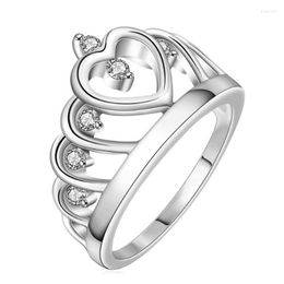 Wedding Rings Fashion Luxury Women Crown Party Finger Ring Simple Silver Colour Zirconia Engagement Jewellery Gifts