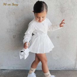 Skirts Fashion Baby Girl Pleated Skirt Mom Daughter Uniform Skirt High Waist Family Matching Skirt Clothes Party Dance T230301