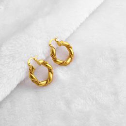 Hoop Earrings WTLTC Solid Metal Twisted Thick For Women Minimal Round Hoops Statement Geometric 2.5cm Brincos
