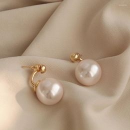 Dangle Earrings Fashion Big & Small Pearl Drop For Women Vintage Korean Two-sided 14K Gold Plated Silver Post Earring Jewellery