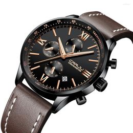 Wristwatches CRRJU Men's Casual Fashion Quartz Watches Sports Waterproof Luminous Chronograph Dress Relogio