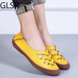 Dress Shoes 2020 big size 45 genuine leather Boat Shoes Casual women shoes woman easy for walking comfortable flats L230302