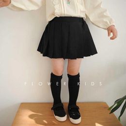 Skirts Summer Spring Girls Pleated Skirt Toddler Skort For Baby Kids Skirt Children Clothes Fashion Preppy Style Pleated Black 1-13Y T230301