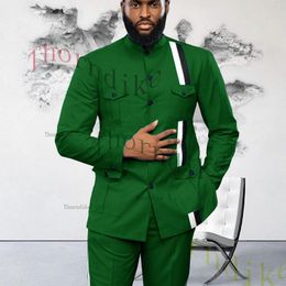 Men's Suits & Blazers Thorndike Slim Fit Green 2 Piece Suit For Men Wedding Tuxedo Bridegroom Groomsmen Business Party Prom Blazer T1322