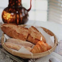 1Pcs Croissant Bread Scented Decorative Aromatic Food Waffle Candle Milk Fragance for Coffe Shop Home Decoration